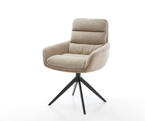 DELIFE Drehstuhl Abelia-Flex mit Armlehnen Materialmix Schlamm Kreuzgestell breit Schwarz 360° drehbar