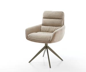 DELIFE Drehstuhl Abelia-Flex mit Armlehnen Materialmix Schlamm Kreuzgestell breit Titan 360° drehbar