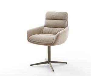 DELIFE Drehstuhl Abelia-Flex mit Armlehnen Materialmix Schlamm Fußkreuz Titan 360° drehbar
