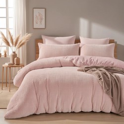 SlaapTextiel Teddy Check Dekbedovertrek Roze-1-persoons (140 x 200/220 cm)