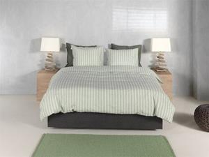 Zohome Righe di Percalle Dekbedovertrek 200x200/220 Smokey Green