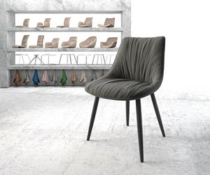 DELIFE Esszimmerstuhl Elda-Flex Strukturstoff Anthrazit 4-Fuß konisch Schwarz