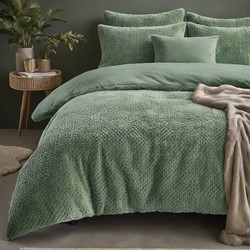 SlaapTextiel Teddy Fur Dekbedovertrek Groen-1-persoons (140 x 200/220 cm)
