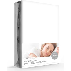 Iseng Percale Katoen Hoeslaken Extra Hoog Wit-90 x 200 cm