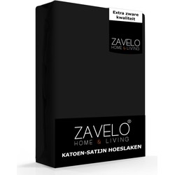 Zavelo Hoeslaken Katoen Satijn Zwart-Twijfelaar (120x200 cm)