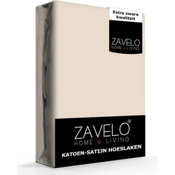 Zavelo Hoeslaken Katoen Satijn Zand-Lits-jumeaux (180x210 cm)