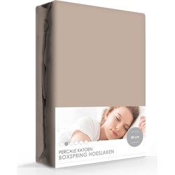 Iseng Percale Katoen Hoeslaken Extra Hoog Taupe-90 x 200 cm