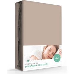 Iseng Jersey Stretch Hoeslaken Extra Hoog Taupe-160/180 x 200/210 cm