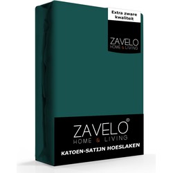 Zavelo Hoeslaken Katoen Satijn Donker Groen-Lits-jumeaux (180x200 cm)