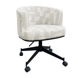 Richmond Interiors Richmond Draaibare eetkamerstoel Rochenne met wielen - Beige, grafische print