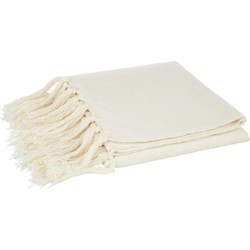 J-Line plaid Franjes - katoen - ecru - 180 x 130 cm