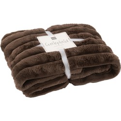 J-Line plaid Large Corduroy - polyester - chocolade - 180 x 130 cm