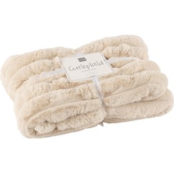 J-Line plaid Large Corduroy - polyester - beige - 180 x 130 cm