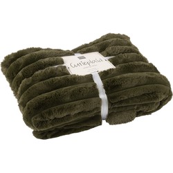 J-Line plaid Large Corduroy - polyester - donkergroen - 180 x 130 cm