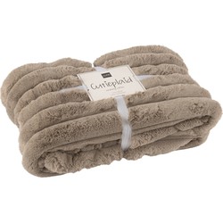 J-Line plaid Large Corduroy - polyester - taupe - 180 x 130 cm