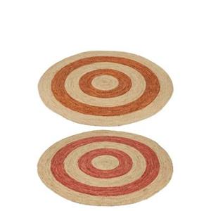 J-Line tapijt Rond Cirkels - maïs - oranje|rood - large - 2 stuks