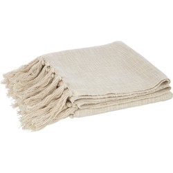 J-Line plaid franjes - katoen - beige - 180 x 130 cm
