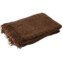J-Line plaid Gewoven + Franjes - viscose - bruin - 180 x 130 cm