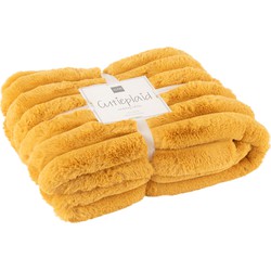 J-Line plaid Large Corduroy - polyester - oker - 180 x 130 cm