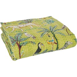 J-Line Plaid exotisch - katoen - groen - large - 270 x 220 cm