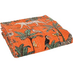 J-Line Plaid exotisch - katoen - oranje - large - 270 x 220 cm