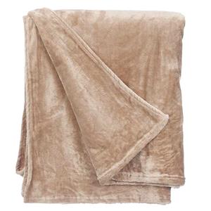 Giftdecor Fleece deken/plaid - beige - polyester - 130 x 160 cm - Fluffy/zachte stof -