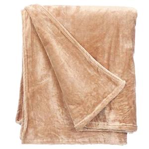 Giftdecor Fleece deken/plaid - beige - polyester - XL-formaat - 180 x 220 cm - Fluffy/zachte stof -
