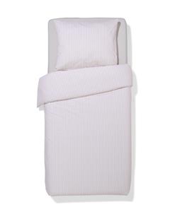 HEMA Dekbedovertrek 140x200/220cm Zacht Katoen Strepen Greige (beige)