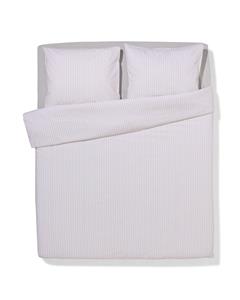 HEMA Dekbedovertrek 200x200/220cm Zacht Katoen Streep Greige (beige)