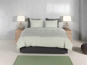 Zohome Righe di Percalle Dekbedovertrek 240x200/220 Smokey Green
