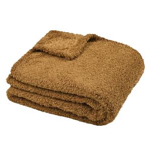 Stof Textiles Plaid/bankdeken Montreal - camel - 130 x 160 cm - polyester - 1 persoons -