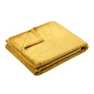 Stof Textiles Plaid/bankdeken Maribelle - geel - 130 x 160 cm - polyester fleece - 1 persoons -