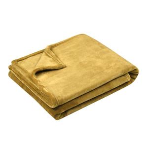Stof Textiles Plaid/bankdeken Maribelle - okergeel - 130 x 160 cm - polyester fleece - 1 persoon -