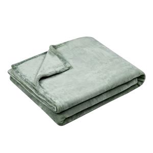 Stof Textiles Plaid/bankdeken Maribelle - salie groen - 130 x 160 cm - polyester fleece - 1 persoon -