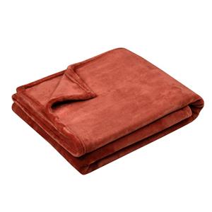 Stof Textiles Plaid/bankdeken Maribelle - terracotta - 130 x 160 cm - polyester fleece - 1 persoon -