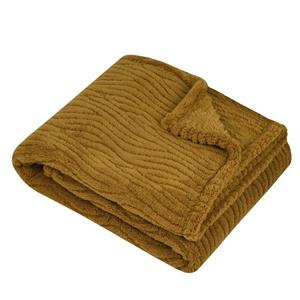 Stof Textiles Plaid/bankdeken/bedsprei Columbia - camel - 130 x 160 cm - 1 persoons -