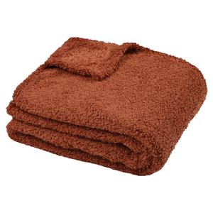 Stof Textiles Plaid/bankdeken Montreal - terracotta - 180 x 220 cm - polyester - 2 persoons -