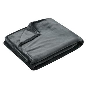Stof Textiles Plaid/bankdeken Maribelle - antraciet - 180 x 220 cm - polyester fleece - 2 persoons -