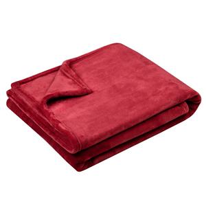 Stof Textiles Plaid/bankdeken Maribelle - diep rood - 180 x 220 cm - polyester fleece - 2 persoons -