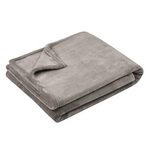Stof Textiles Plaid/Bankdeken Maribelle - lichtgrijs - 180 x 220 cm - polyester fleece - 2 persoons -