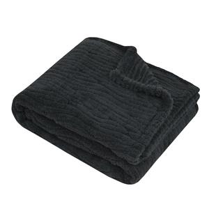 Stof Textiles Plaid/bankdeken/bedsprei Columbia - antraciet - 180 x 220 cm - 2 persoons -