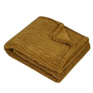 Stof Textiles Plaid/bankdeken/bedsprei Columbia - camel - 180 x 220 cm - 2 persoons -