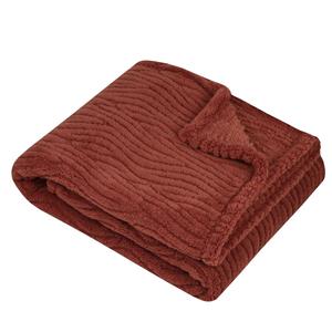 Stof Textiles Plaid/bankdeken/bedsprei Columbia - steenrood - 180 x 220 cm - 2 persoons -
