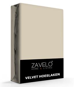 Zavelo Flanel Velvet Hoeslaken Taupe/Grijs-2-persoons (140x200 cm)