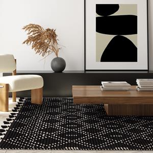 Easy Living  Vloerkleed Nepal Boho Black/Cream Diamon Rug -