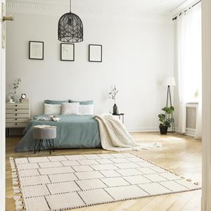 Easy Living  Vloerkleed Nepal Boho Cream/Black Tile Rug -