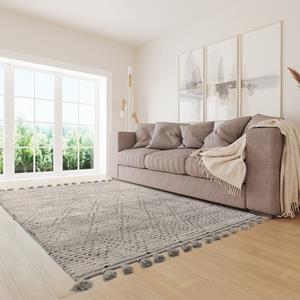 Easy Living  Vloerkleed Nepal Boho Grey/Black Diamond Rug -