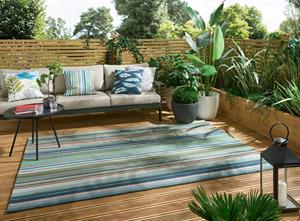 Harlequin  Spectro Stripes-Emerald/Marine/Rust outdoor 442108 - 140x200 cm Vloerkleed