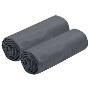 Stof Hoeslaken Eden - 2x - 1-persoons - 90 x 190 cm - donkergrijs - hotelkwaliteit - katoen - 30 cm matra -