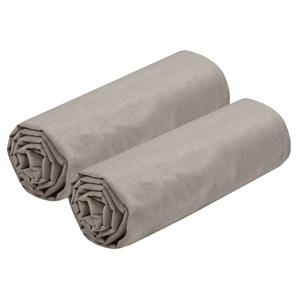 Stof Hoeslaken Eden - 2x - 1-persoons - 90 x 190 cm - taupe - hotelkwaliteit - katoen - 30 cm matrasdikte -